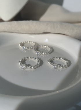 女纯银轻奢爆闪小方糖戒指高级感