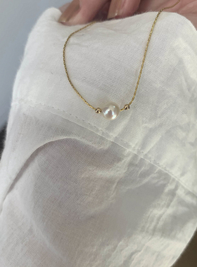 私物小心机正圆无瑕14k注金项链