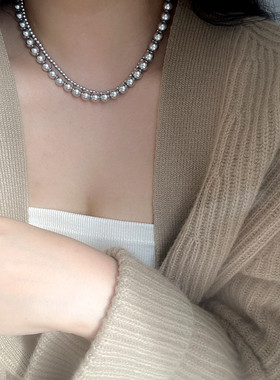 施家珍珠女正圆强光纯银宝箱扣