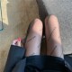 Letter printed thin sexy stockings black
