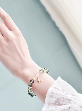 【绿野仙踪】白爆花绿幽灵水晶手链女小众手串金发晶星形手链