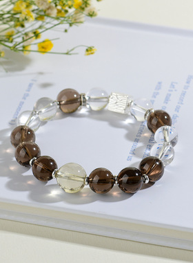 批发天然茶晶白水晶十二星座白羊座原创手链网络爆款手串饰品礼物