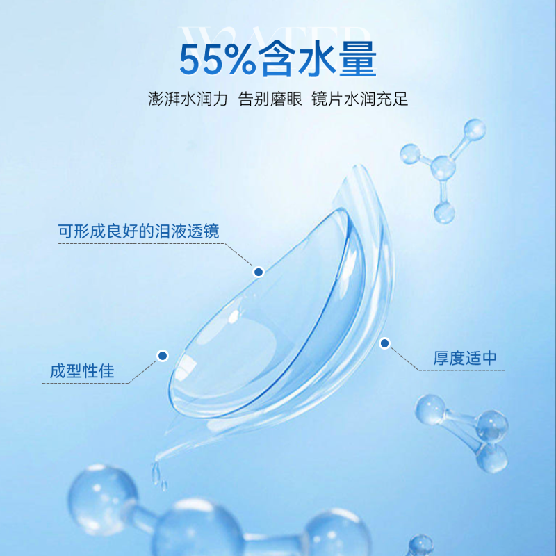 6片*2库博光学隐形近视眼镜月抛库博隐型眼镜进口官网正品旗舰店