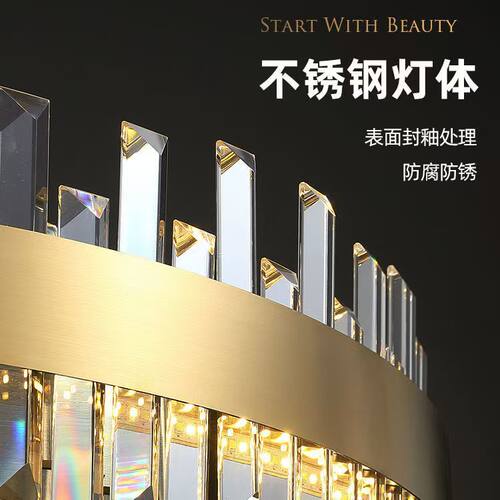 简约轻奢吊灯水晶主客厅灯现代意式大气高档样板房圆形餐厅卧室灯 - 图1