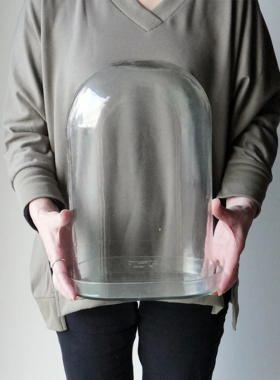 PUEBCO 复古透明玻璃罩托底全透明艺术设计装饰好物