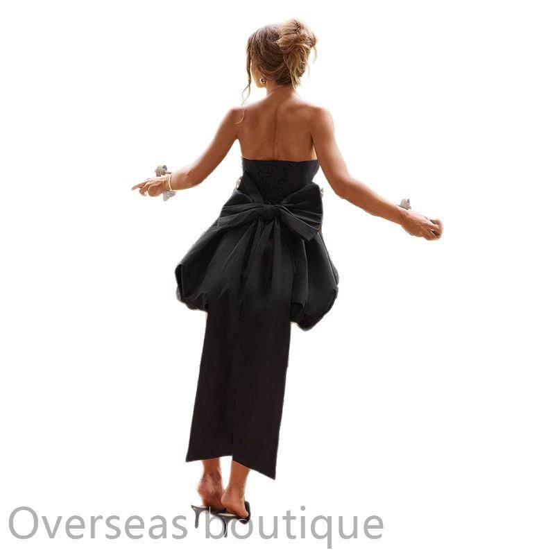 Dress, strapless dress, short skirt露背礼服抹胸连衣裙女 短裙 - 图3