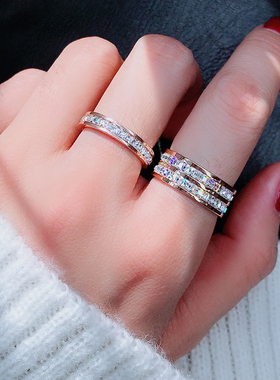 玫瑰金潮简约个性chic钛钢戒指