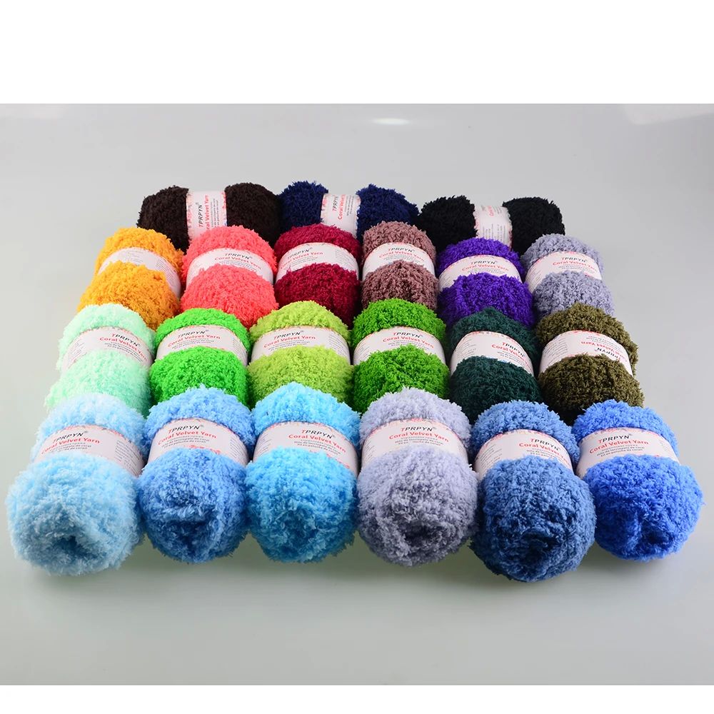 1Pc 50g Soft Hand Knitting Yarn DIY Velvet Coral Fluffy Yarn-图3