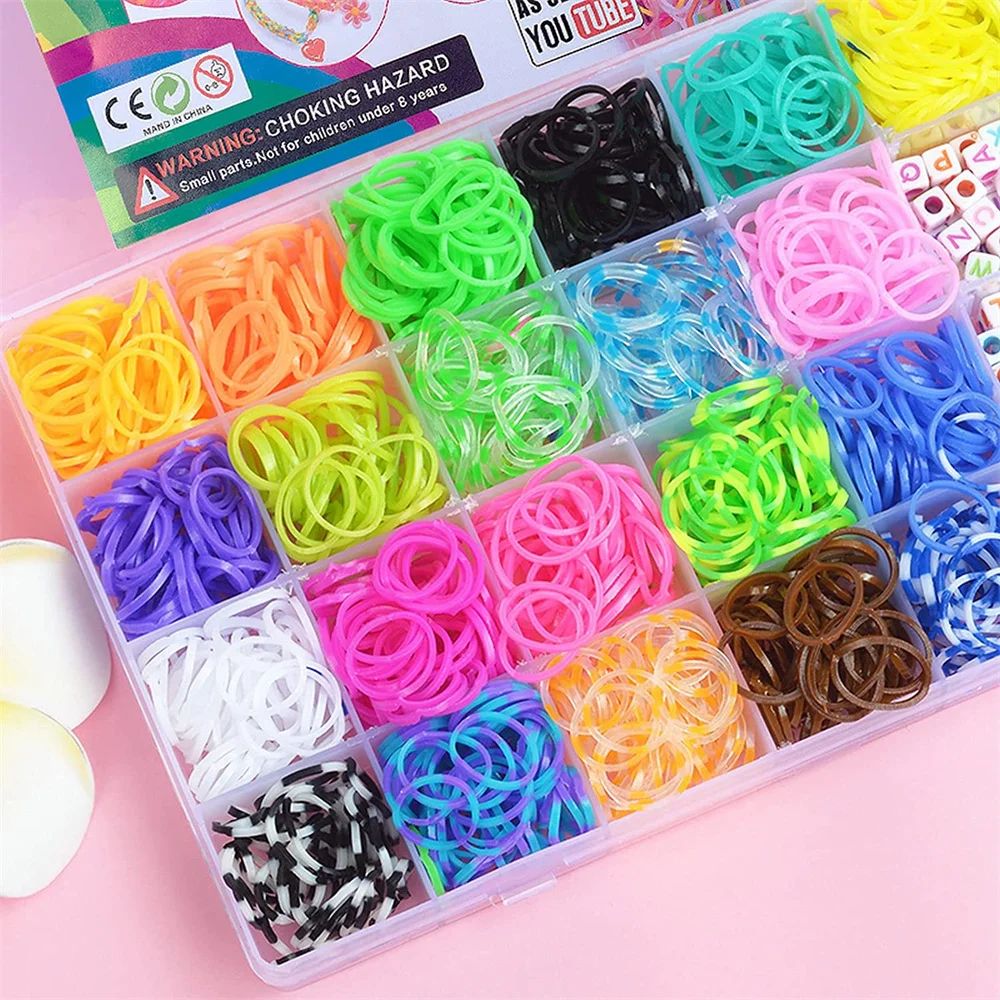 1 Box Rubber Loom Band Bracelet Kit Bead Set for DIY Elastic - 图2