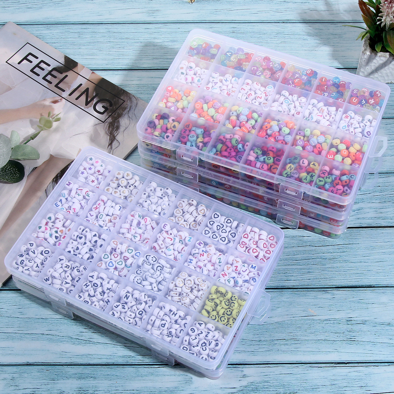 Glass Seed Letter Beads Set Box For Bracelet Jewelry Making - 图2