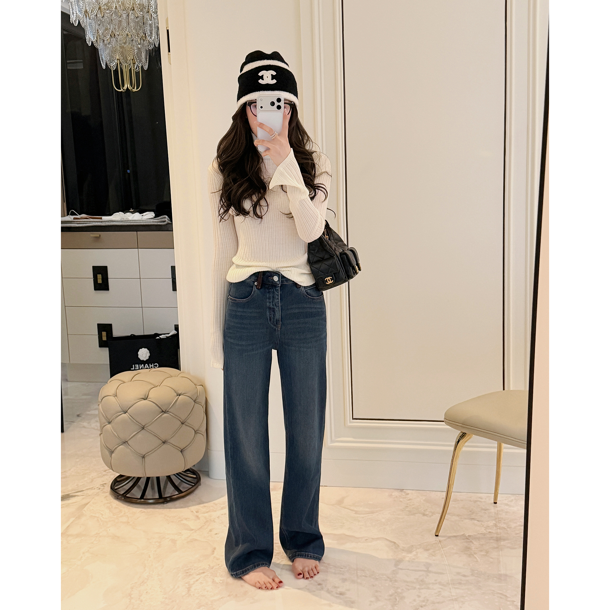 RUBBIT软糯显瘦 美丽诺羊毛坑条高领针织毛衣 温暖堆堆领打底衫 - 图3