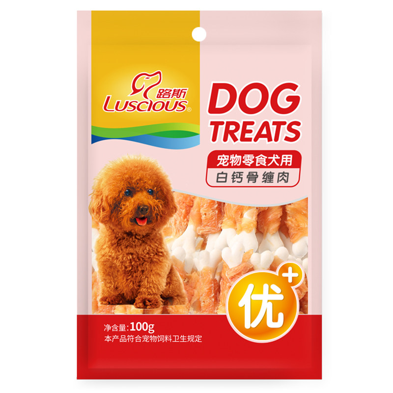 路斯宠物狗狗零食白钙骨缠肉鸡肉幼犬磨牙洁齿鸡胸肉干100g 金毛,淘宝优惠券,粉丝福利购,淘宝优惠卷