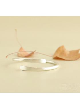 高档惜物《放空》手工9纯银手镯口女90纯银小清新简约心足开银实