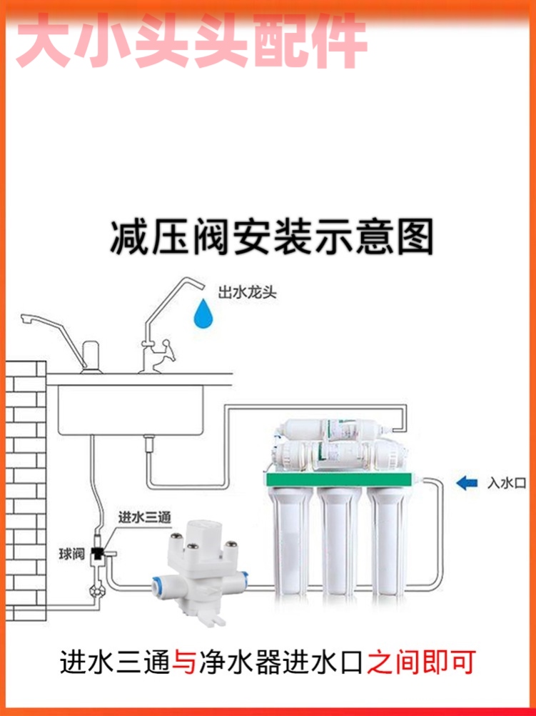 家用净水器配件配大全减压阀稳压自来水消除水锤适用容声长虹