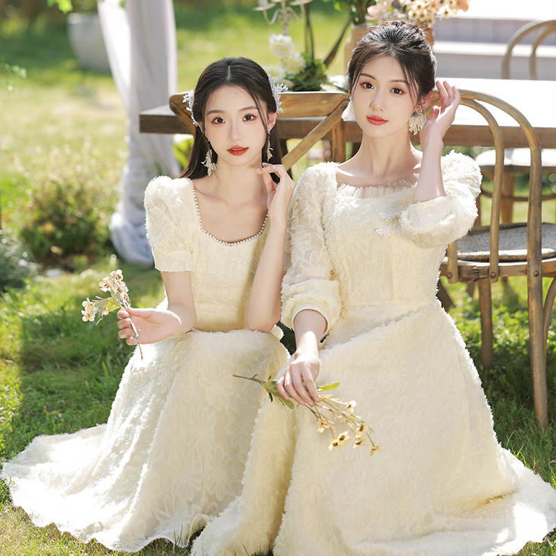 伴娘服2024夏季新款姐妹团裙小众高级感显瘦礼服平时可穿小个子女