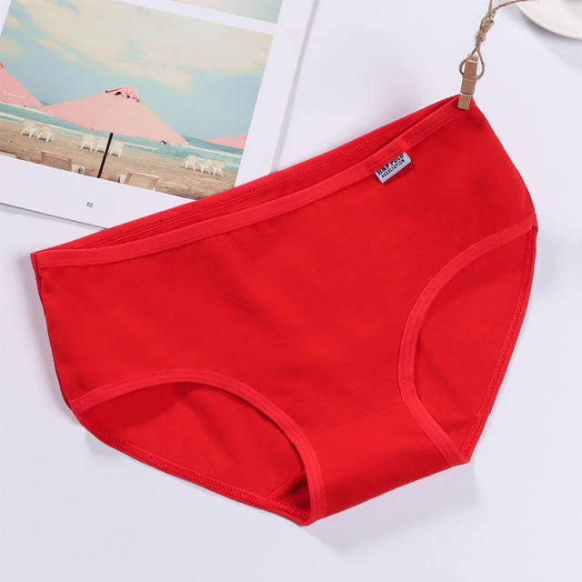 4 pair of cotton underwear ladies medium low waist big size SIZE Korean version of solid color lifting buttocks breathable pure cotton crotch trousers head