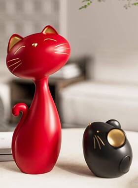 正品猫和鼠摆件客厅玄老视关创电柜酒柜装饰意办公室艺术可爱桌面