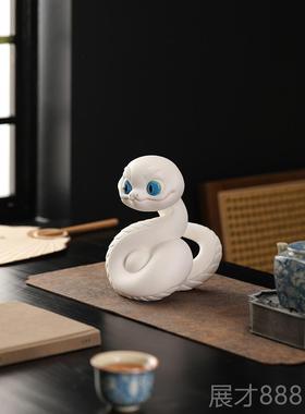 正品陶瓷肖蛇灵蛇摆件招财蛇家居客厅酒柜办蛇公室装饰年祥吉物礼