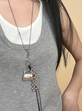 包包葡萄串长款项链女一款多戴韩国小众设计款高级斜挎挂件女配饰