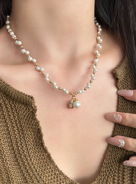 轻奢小众缠绕珍珠高级感项链女