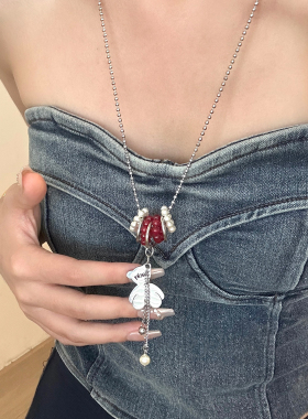 韩系小熊彩色串珠吊坠项链