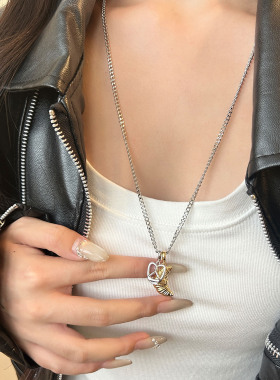 牛角碱水面包吊坠项链女秋冬