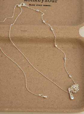 手工珍珠花球流苏锁骨链女款