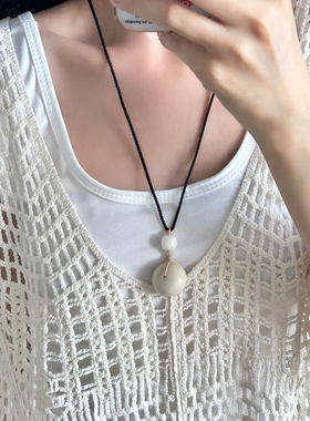 新中式平安扣吊坠项链女款毛衣链