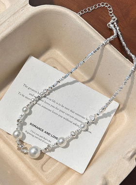 碎银几两满天星珍珠项链锁骨链