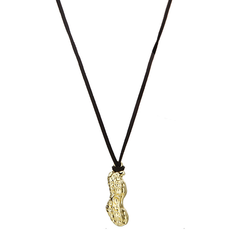 好事花生黑色长皮绳项链女2024新款长款吊坠毛衣链高级感挂绳配饰,淘宝优惠券,粉丝福利购,淘宝优惠卷