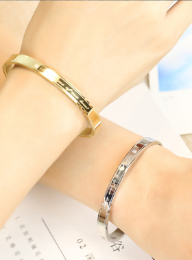 玫瑰金情侣手镯ins轻奢小众钛钢