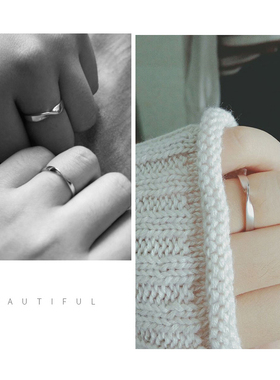 莫比乌斯环刻字日韩风学生戒指