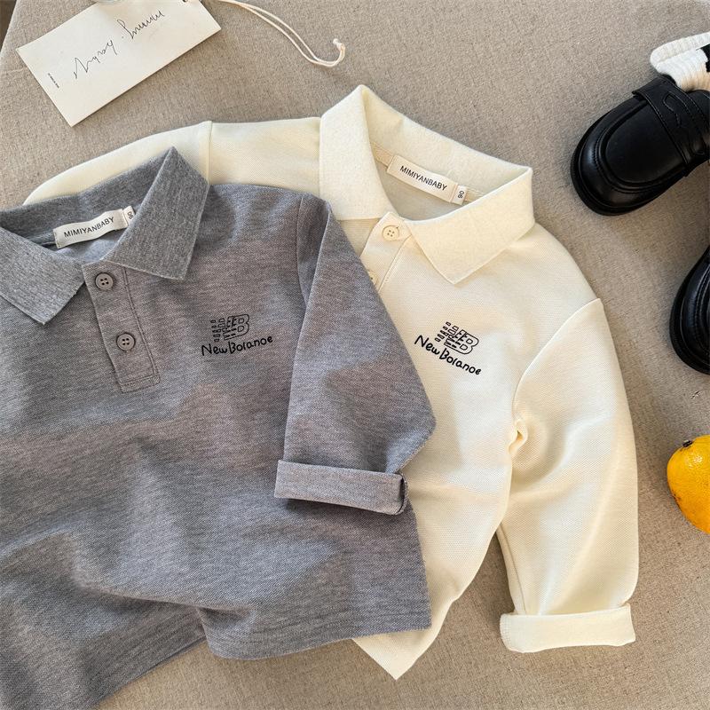 儿童POLO衫男长袖2025春秋新款小童T恤洋气宝宝卡通打底衫女纯棉 - 图3