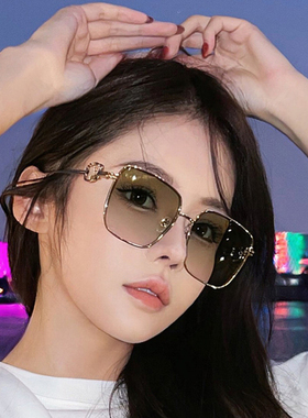 王栎鑫同款方框渐变黄墨镜男