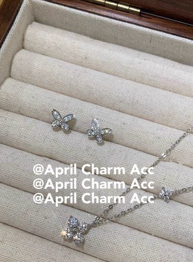 AC定制 通体S925纯银双生花四叶草爆闪莫桑钻项链锁骨链轻奢小众