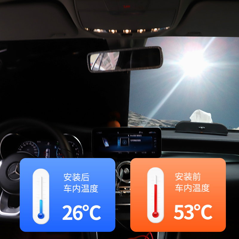 适用奔驰前档风玻璃雪挡新C级ASE级GLC防晒隔热GLB GLE四季遮阳挡-图3