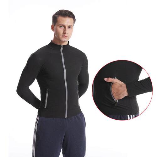 Large men's long sleeved pocket sweatshirt, yoga suit, - 图1