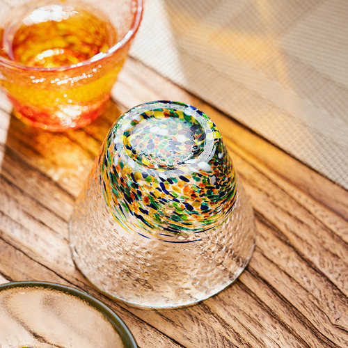 日式创意餐具 彩色琉璃杯多款清酒杯冰酒杯果酒桃花酒杯玻璃味碟 - 图3