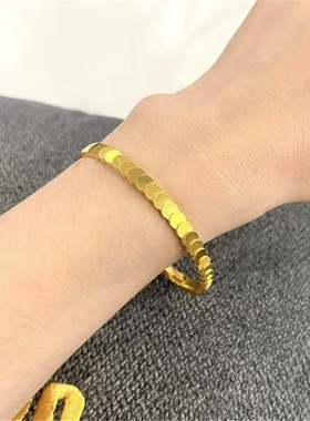 古法金包银鱼鳞手镯女蜂巢龙鳞镯