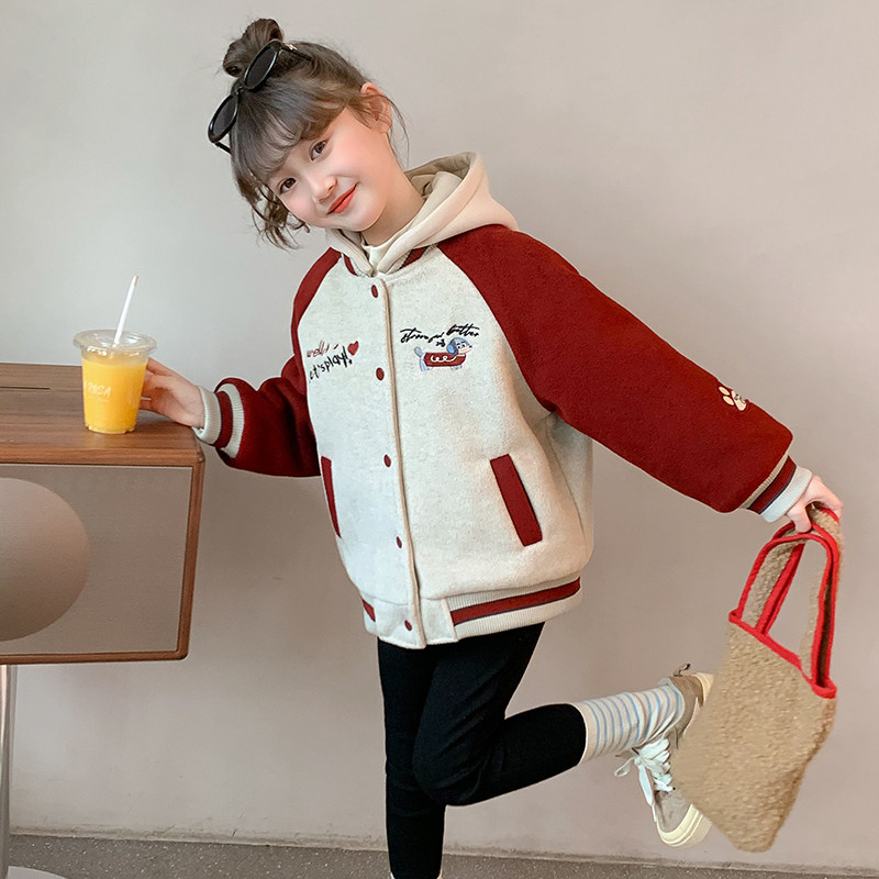 女童外套2025新款秋冬款儿童洋气时髦夹棉加厚冬装女孩网红棒球服,淘宝优惠券,粉丝福利购,淘宝优惠卷