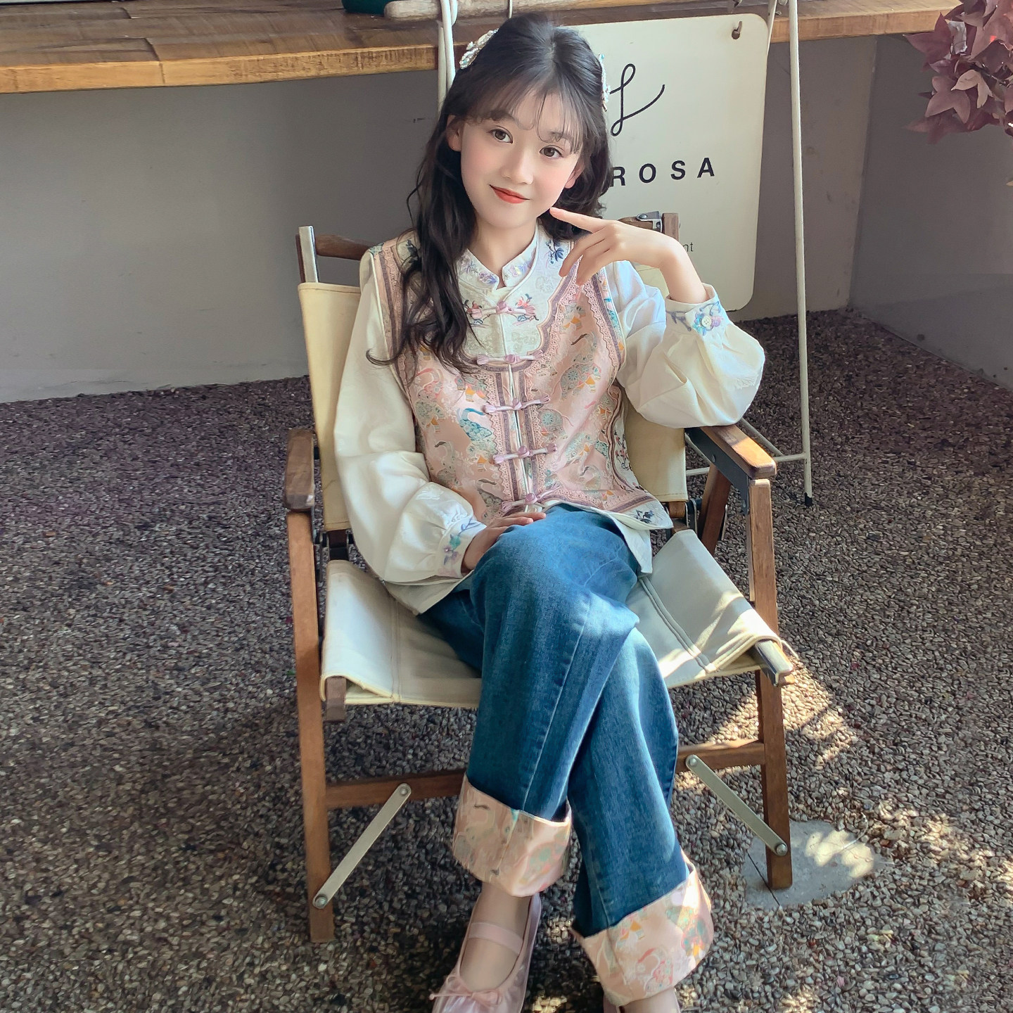 女童汉服套装2026新款春装儿童网红洋气新中式国风马甲女孩三件套,淘宝优惠券,粉丝福利购,淘宝优惠卷