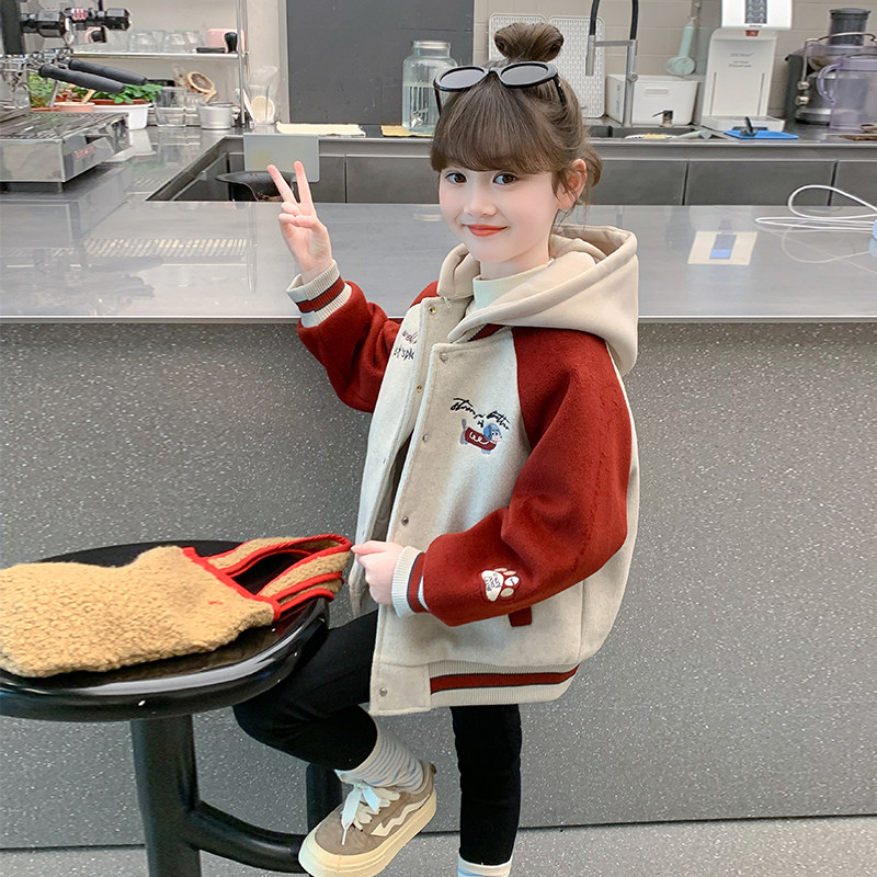 女童外套2025新款秋冬款儿童洋气时髦夹棉加厚冬装女孩网红棒球服,淘宝优惠券,粉丝福利购,淘宝优惠卷