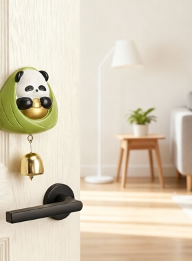 新中式树脂熊猫门铃玄关挂件