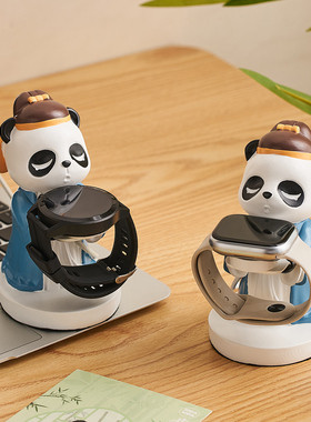 治愈系熊猫手表支架桌面摆件