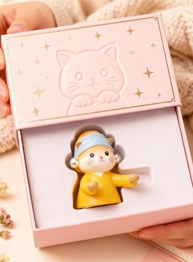 可爱树脂猫咪桌面摆件礼盒闺蜜