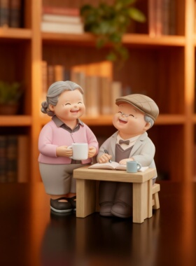 北欧树脂老人情侣桌面摆件送礼