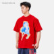 TOMATOPAPA Summer New Year of the Horse New Drop Shoulder Sleeve Short Sleeve T-shirt Loose Men and Women Couple Print Casual Sports