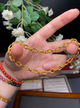 足金錾刻金缠腰手链男女可配戴可定制