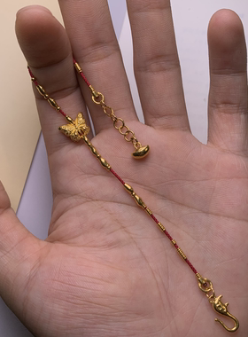 足金非遗国金錾刻蝴蝶手串可DIY定制