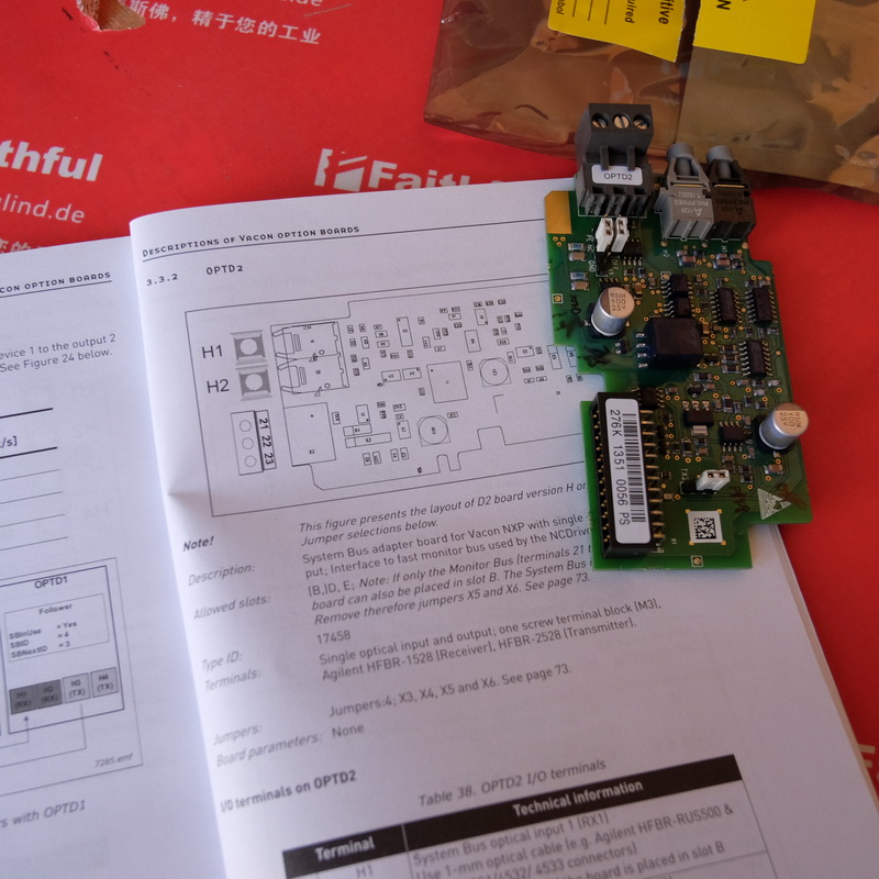 Vacon OPT-D2伟肯全新变频器用光纤模块 OPTD2-图2